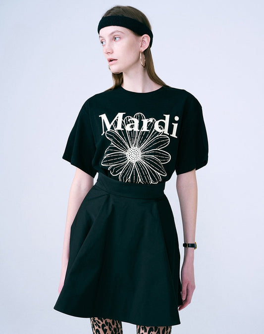 MARDI MERCREDI -  TSHIRT FLOWERMARDI_BLACK CREAM