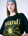 MARDI MERCREDI -  TSHIRT FLOWERMARDI_BLACK YELLOW