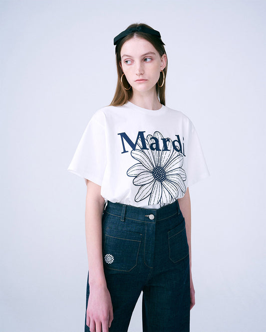 MARDI MERCREDI -  TSHIRT FLOWERMARDI_IVORY NAVY