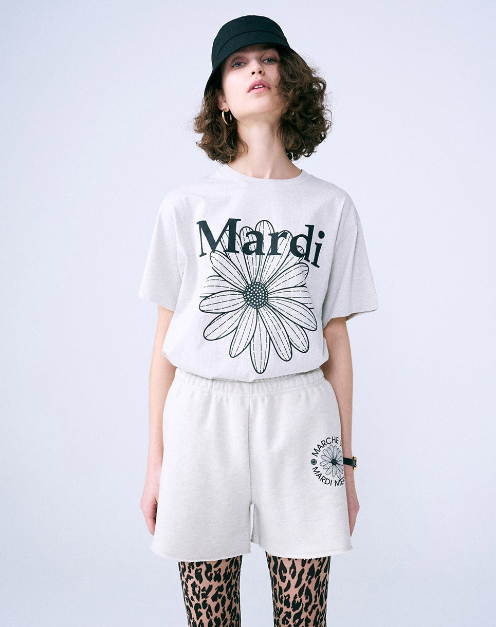 MARDI MERCREDI -  TSHIRT FLOWERMARDI_OATMEAL BLACK