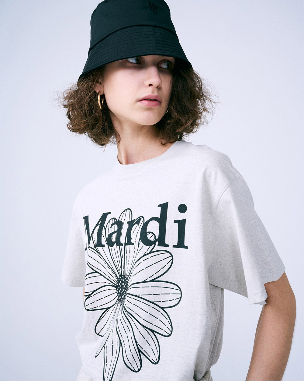 MARDI MERCREDI -  TSHIRT FLOWERMARDI_OATMEAL BLACK