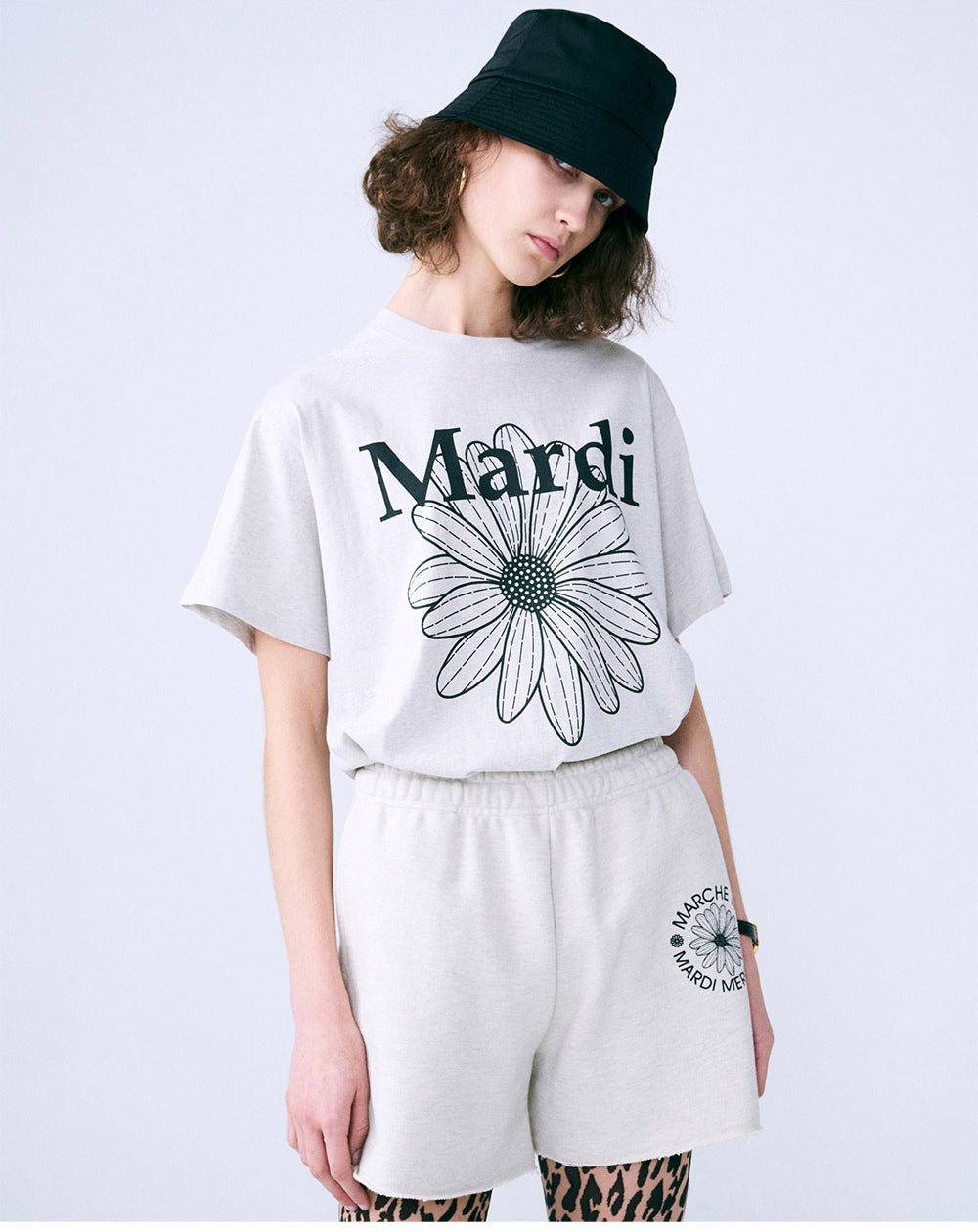 MARDI MERCREDI -  TSHIRT FLOWERMARDI_OATMEAL BLACK