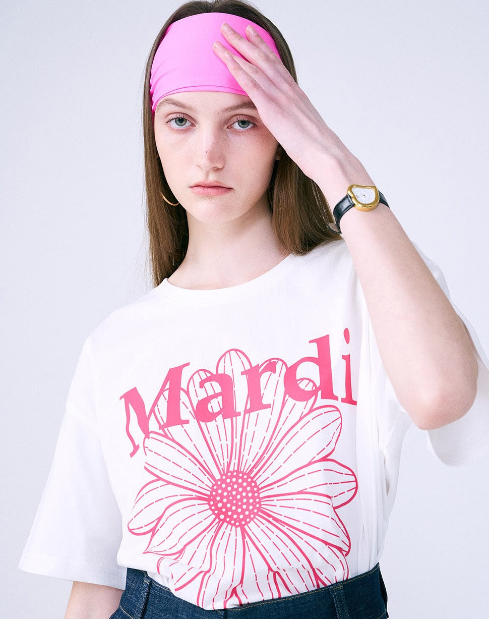 MARDI MERCREDI -  TSHIRT FLOWERMARDI_WHITE VIOLET