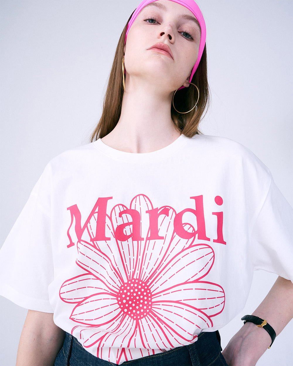 MARDI MERCREDI -  TSHIRT FLOWERMARDI_WHITE VIOLET