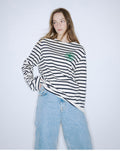 MARDI MERCREDI -  TSHIRT LONG SLEEVE STRIPE_IVORY GREEN