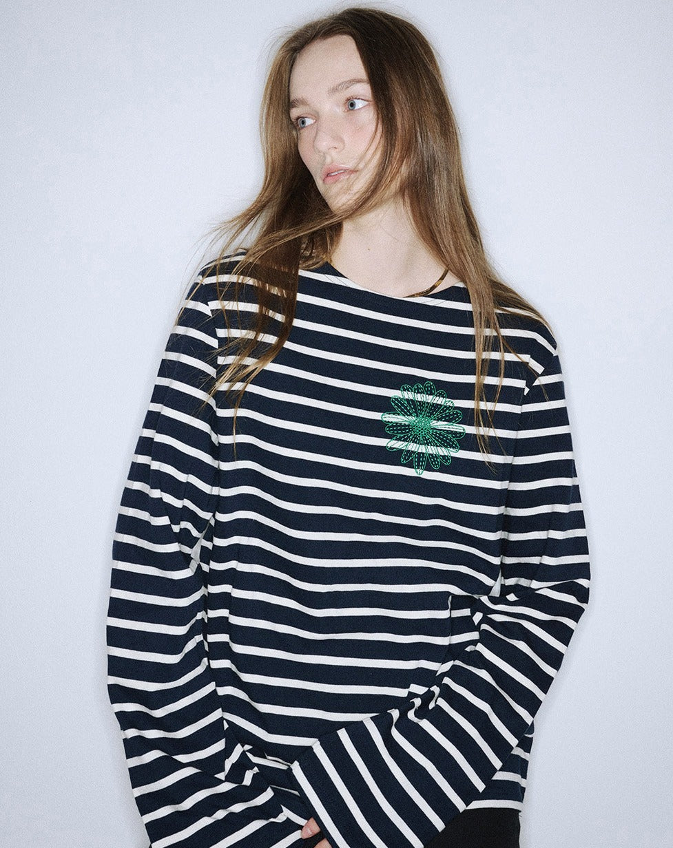 MARDI MERCREDI -  TSHIRT LONG SLEEVE STRIPE_NAVY GREEN