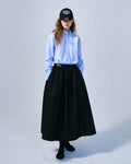 MARDI MERCREDI -  VOLUME MAXI SKIRT CRAPE_BLACK IVORY