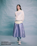 MARDI MERCREDI -  VOLUME MAXI SKIRT MICADO GINGHAM PLAID_BLUE