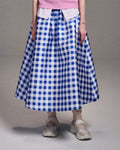 MARDI MERCREDI -  VOLUME MAXI SKIRT MICADO GINGHAM PLAID_BLUE