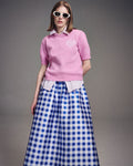 MARDI MERCREDI -  VOLUME MAXI SKIRT MICADO GINGHAM PLAID_BLUE