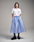 MARDI MERCREDI -  VOLUME MAXI SKIRT MICADO GINGHAM PLAID_BLUE