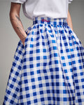 MARDI MERCREDI -  VOLUME MAXI SKIRT MICADO GINGHAM PLAID_BLUE