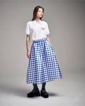 MARDI MERCREDI -  VOLUME MAXI SKIRT MICADO GINGHAM PLAID_BLUE