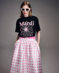 MARDI MERCREDI -  VOLUME MAXI SKIRT MICADO GINGHAM PLAID_PINK