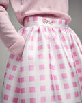 MARDI MERCREDI -  VOLUME MAXI SKIRT MICADO GINGHAM PLAID_PINK