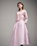 MARDI MERCREDI -  VOLUME MAXI SKIRT MICADO GINGHAM PLAID_PINK