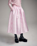 MARDI MERCREDI -  VOLUME MAXI SKIRT MICADO GINGHAM PLAID_PINK