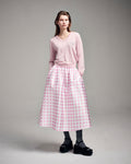 MARDI MERCREDI -  VOLUME MAXI SKIRT MICADO GINGHAM PLAID_PINK