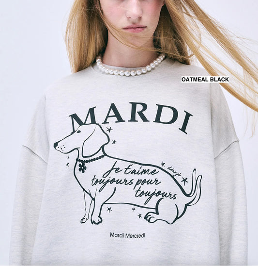 MARDI MERCREDI -  SWEATSHIRT SWING THE TAIL DDANJI FLOWER CHOKER_OATMEAL BLACK