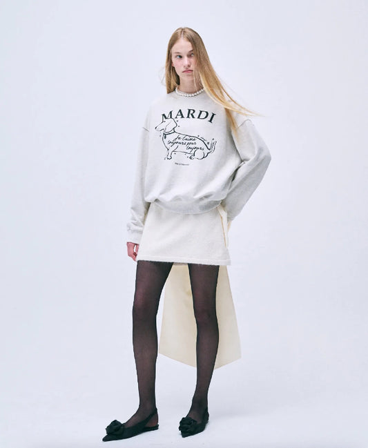 MARDI MERCREDI -  SWEATSHIRT SWING THE TAIL DDANJI FLOWER CHOKER_OATMEAL BLACK