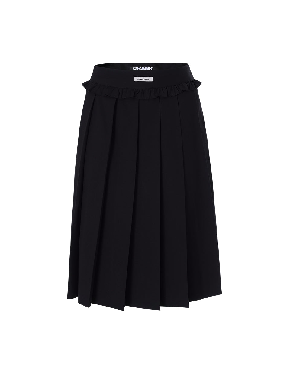 CRANK -  FRILL PLEATS MIDI SKIRT_DARK NAVY