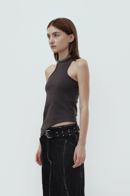 CERRIC -  ASYMMETRY SLEEVELESS / CHARCOAL