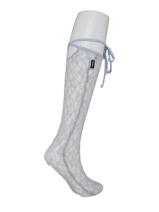 CRANK -  LACE STRING KNEE SOCKS_SKY