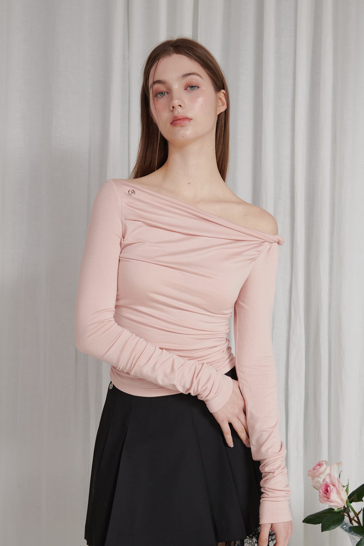 PAIN OR PLEASURE -  LYNN SHIRRING TOP pink