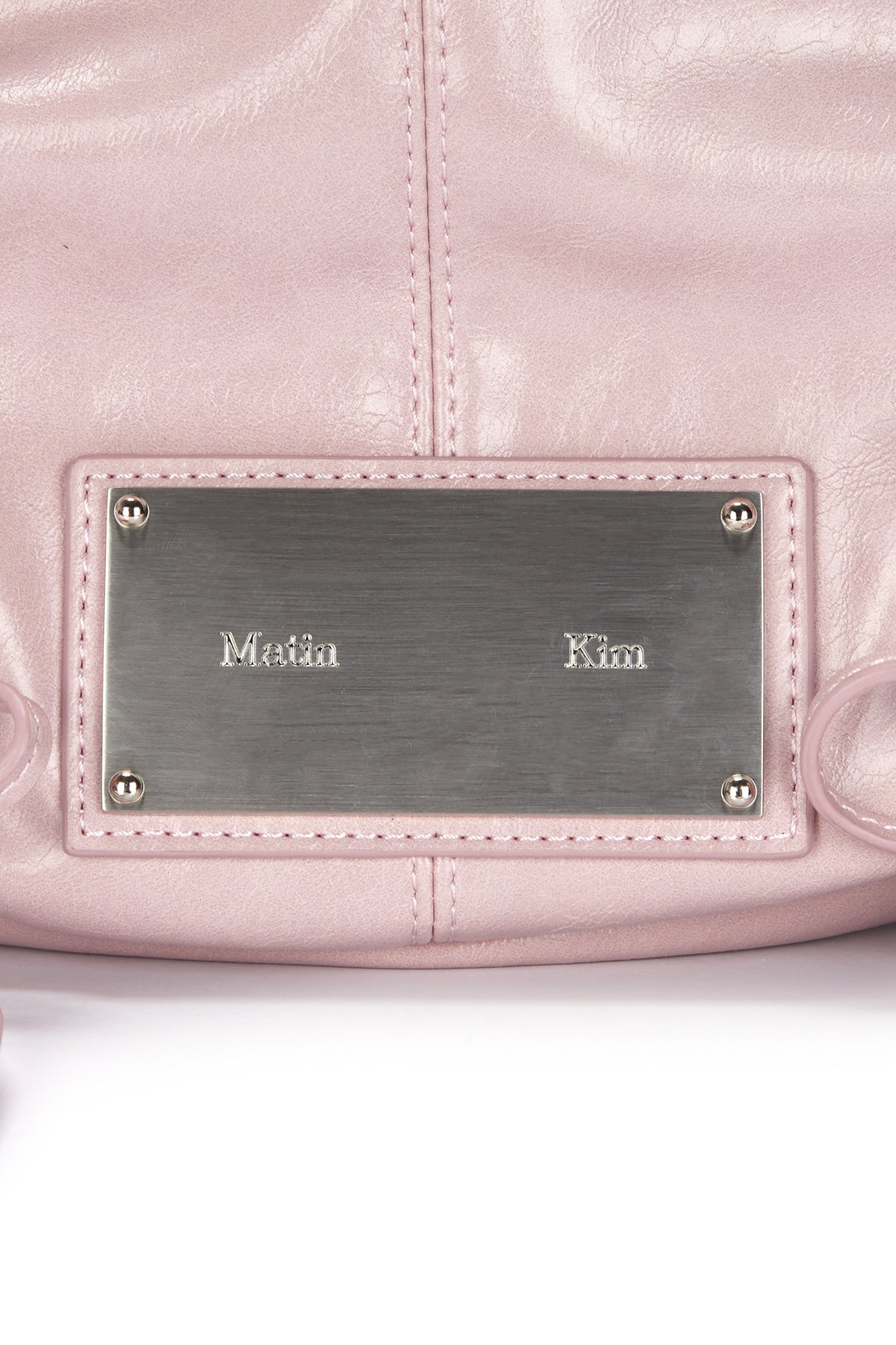 MATIN KIM - HALF SHIRRING RIBBON ROUND BAG IN PINK