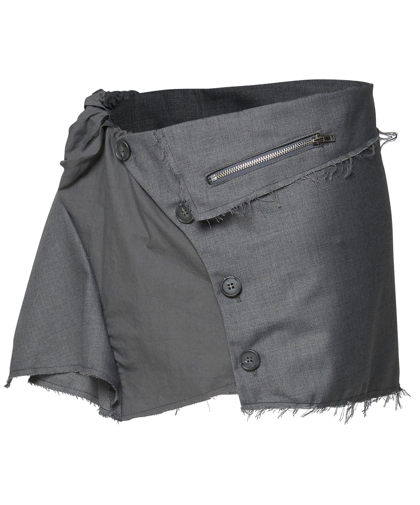 FLAREUP -  Asymmetrical Layered Mini Skirt  / Gray