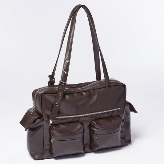 SAMO ONDOH - pocket utility bag L Goat Chocolate