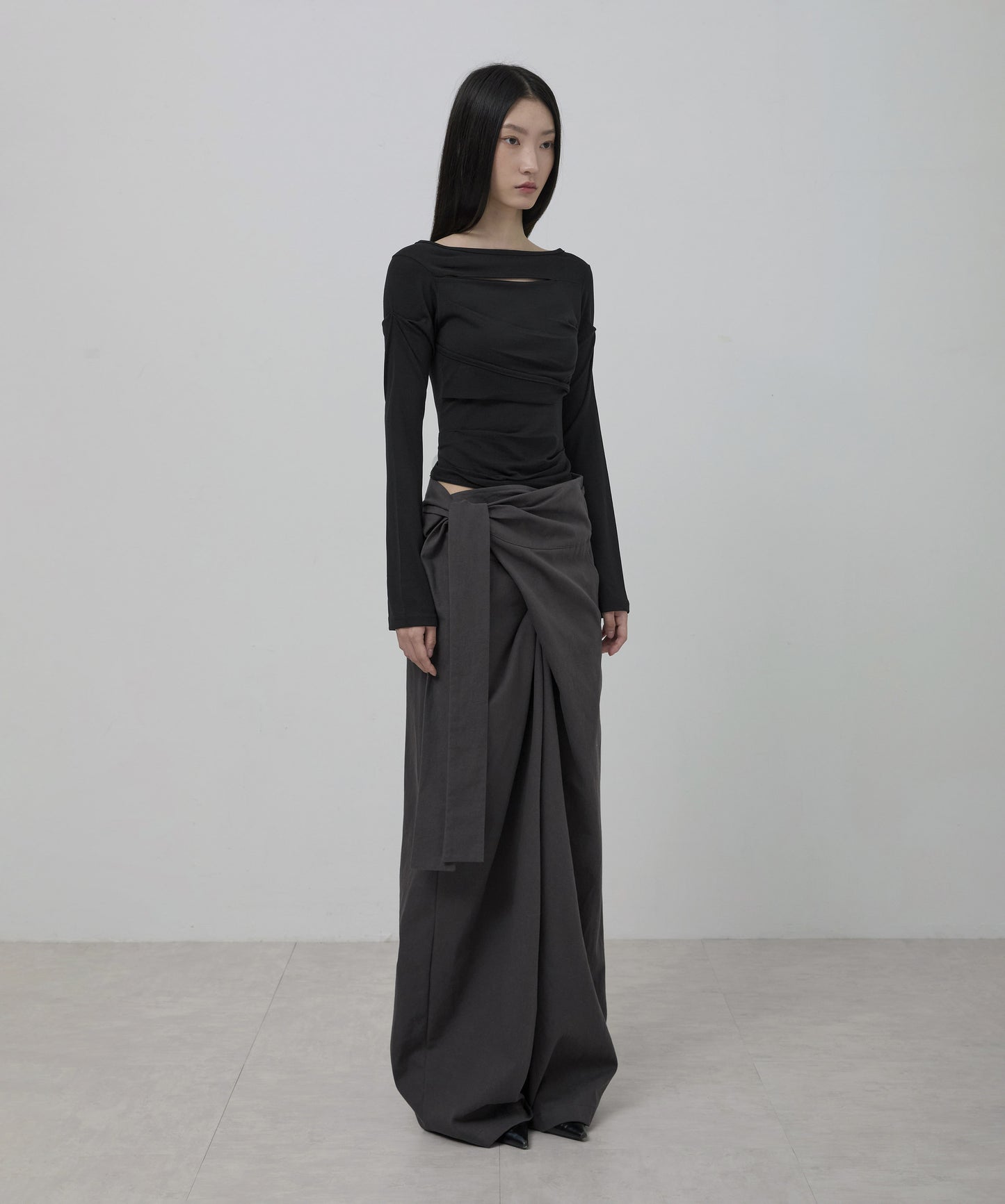 FLAREUP -  Layered Wrap Trousers / Charcoal