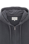 MATIN KIM -  PIGMENT DYING LOGO HOODY ZIP UP IN CHARCOAL