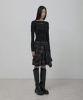 FLAREUP - Asymmetrical Draped Layered Skirt / Checkered