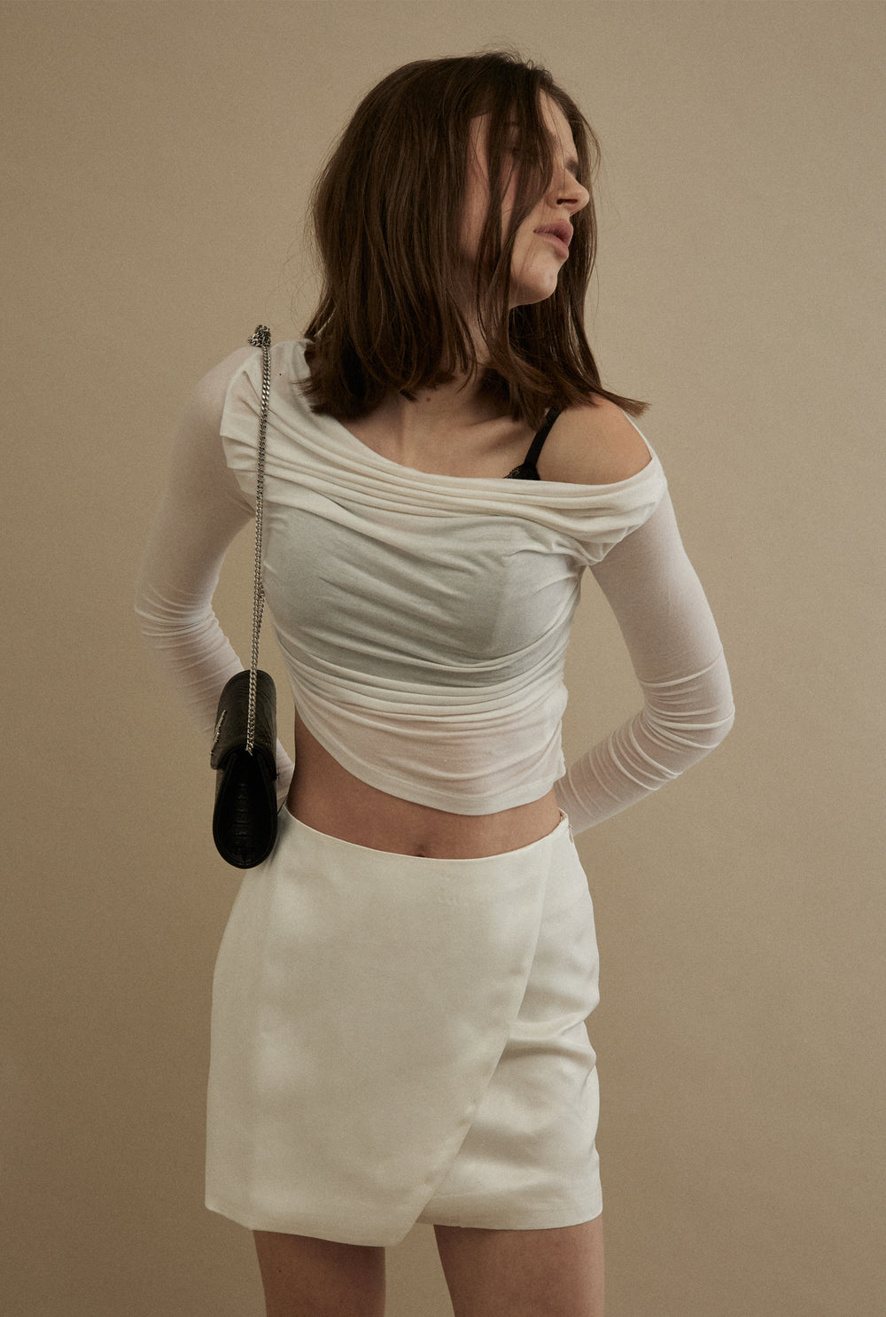 THREETIMES -  Drape top ivory