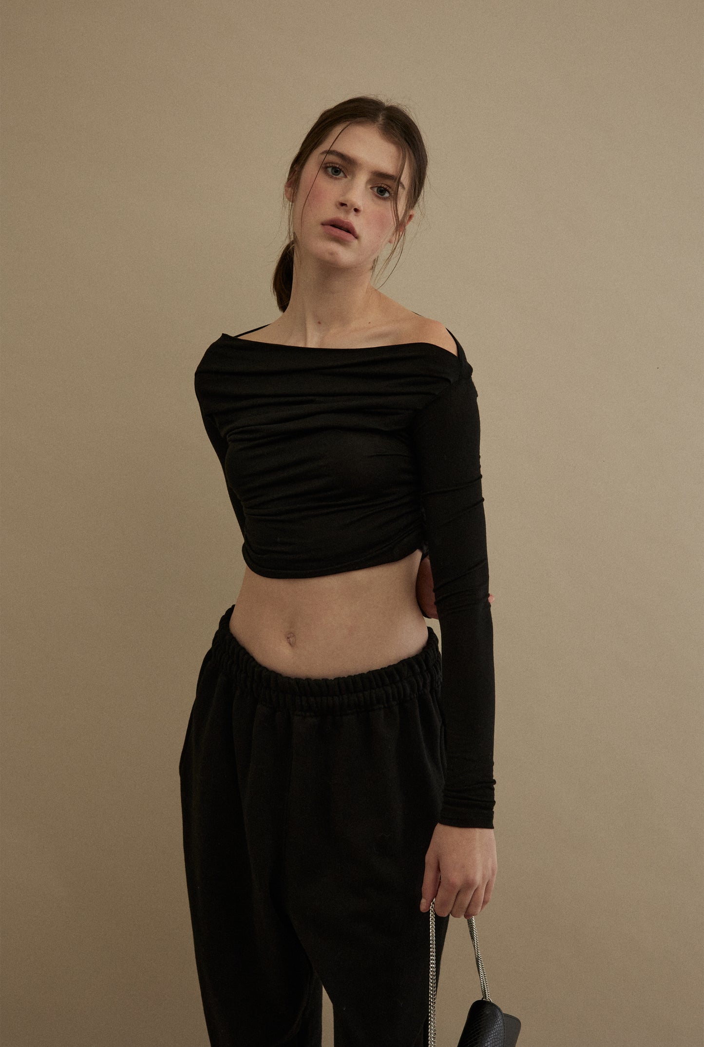 THREETIMES -  Drape top black