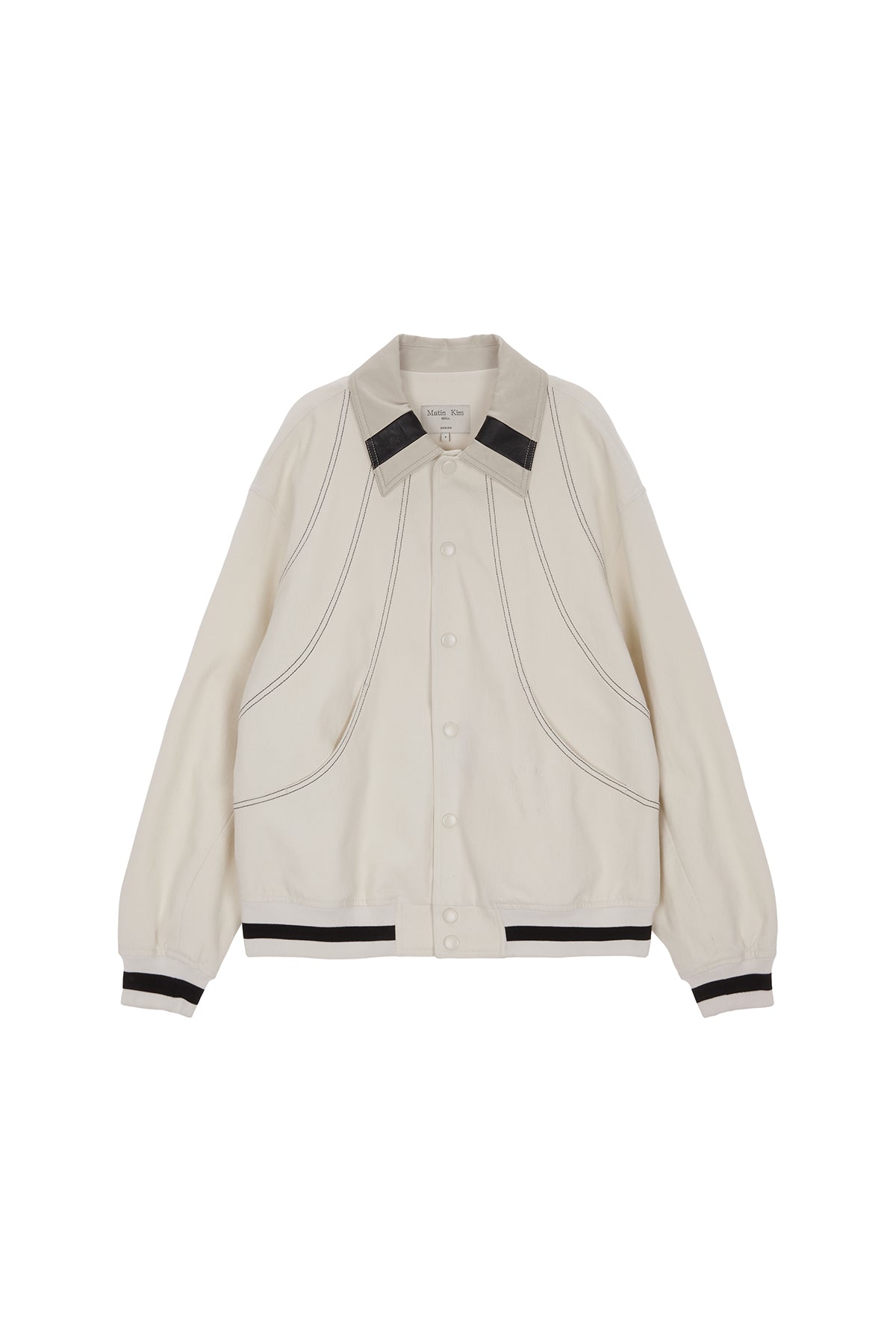 MATIN KIM -  STITCH VARSITY JUMPER IN IVORY