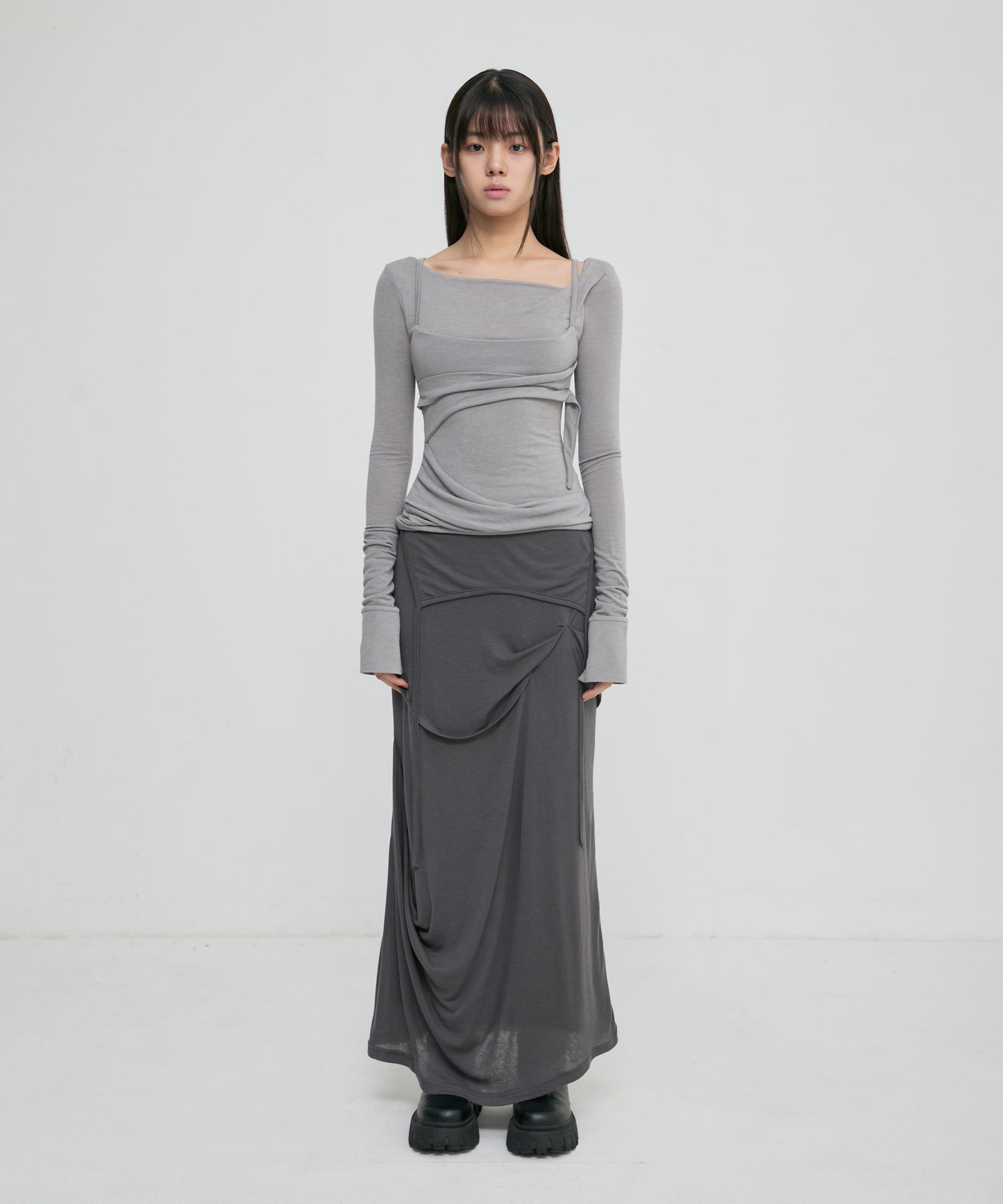 FLAREUP - Layered Bustier Long Sleeve / Gray
