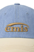 EMIS - WASHED DENIM BALL CAP-LIGHT BLUE DENIM/CREAM