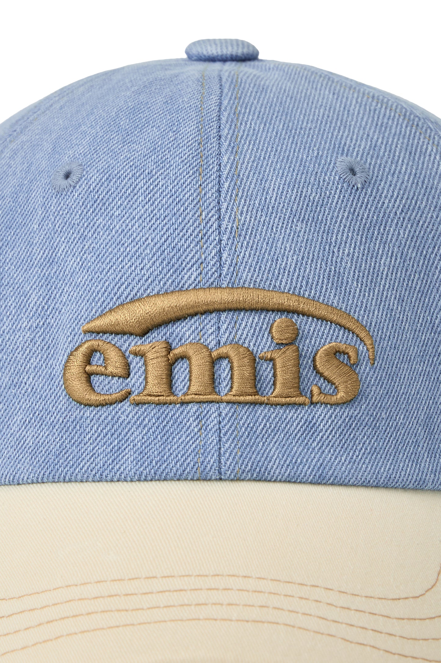 EMIS - WASHED DENIM BALL CAP-LIGHT BLUE DENIM/CREAM