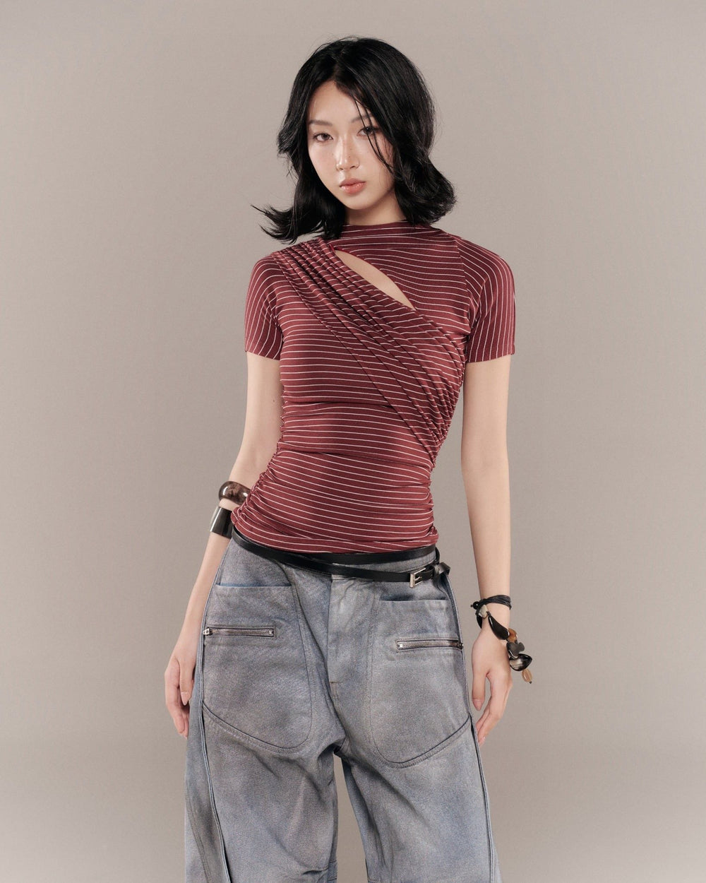 BUNNY HILL CONCEPT - MONTY TOP / RED STRIPES (Dispatch in 48hrs)