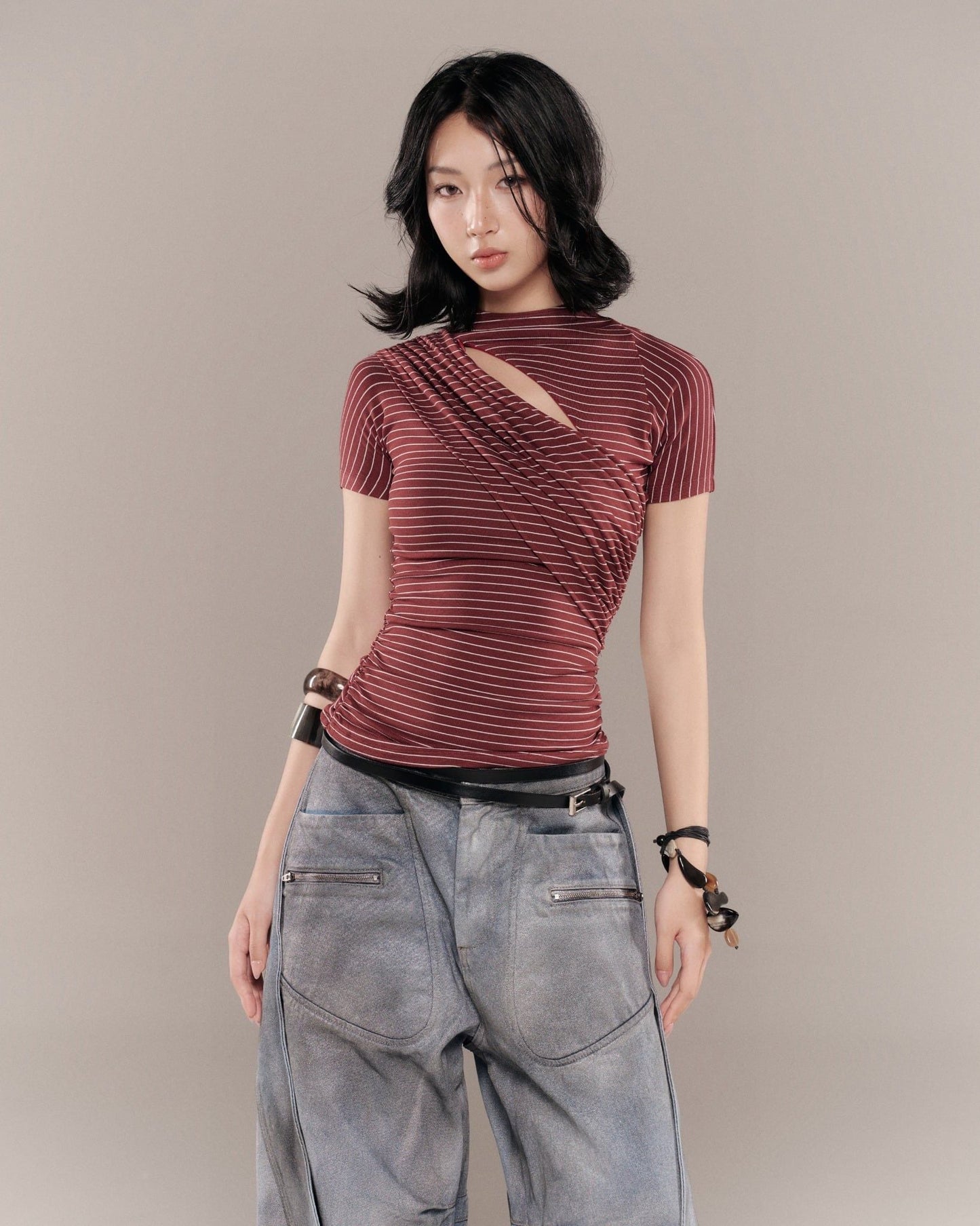 BUNNY HILL CONCEPT - MONTY TOP / RED STRIPES (Dispatch in 48hrs)