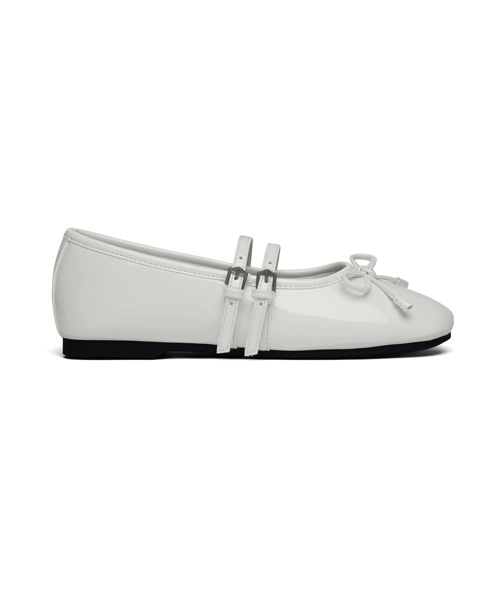 ROCKFISH WEATHERWEAR - SQUARE TOE TWO STRAP MARYJANES(ENAMEL) WHITE