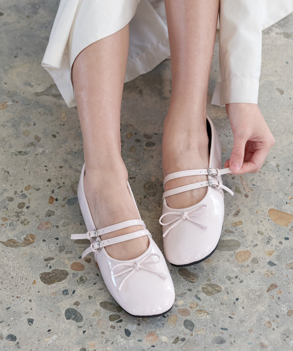 ROCKFISH WEATHERWEAR - SQUARE TOE TWO STRAP MARYJANES(ENAMEL) PINK