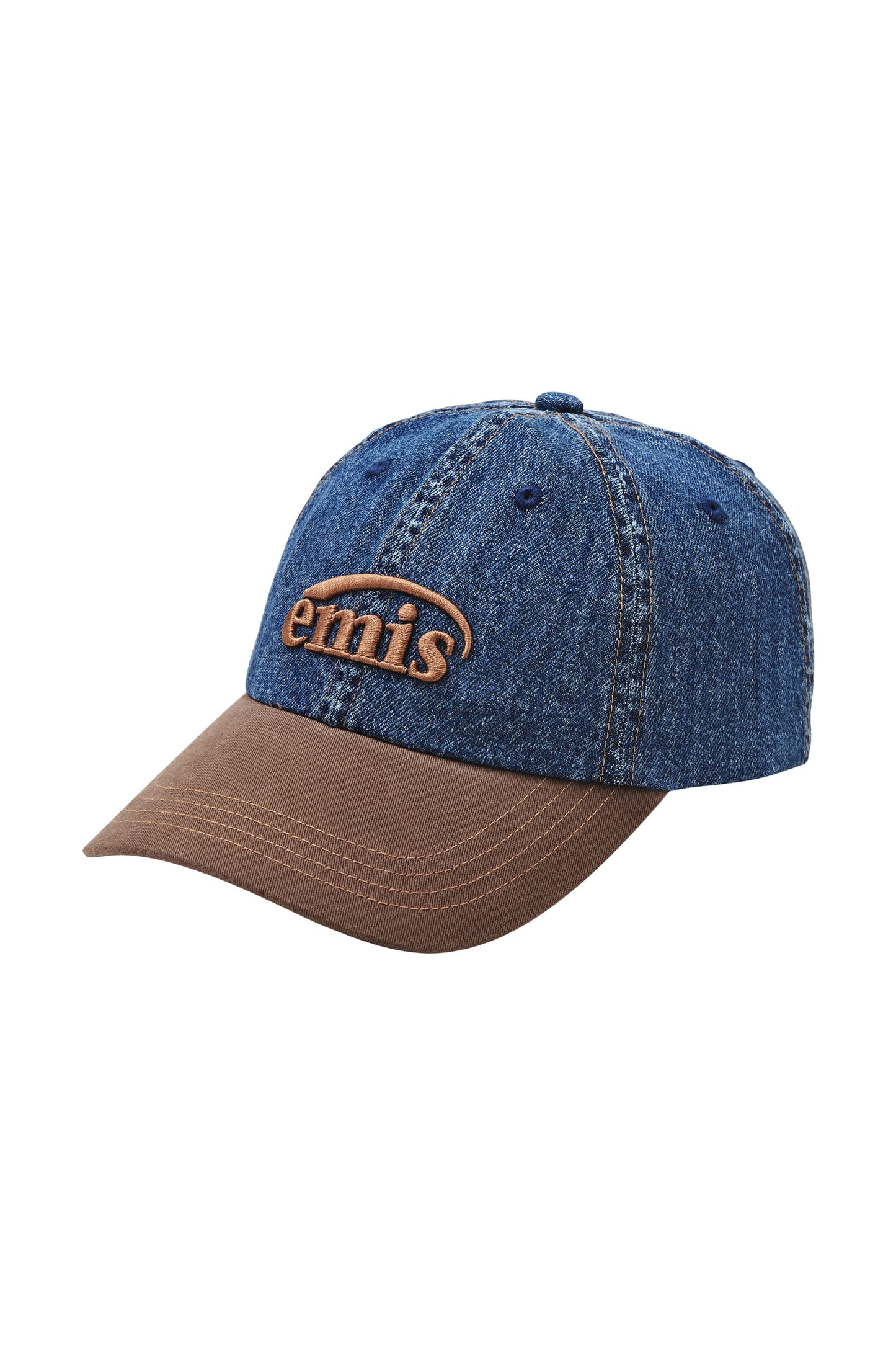 EMIS - WASHED DENIM BALL CAP-BLUE/BROWN