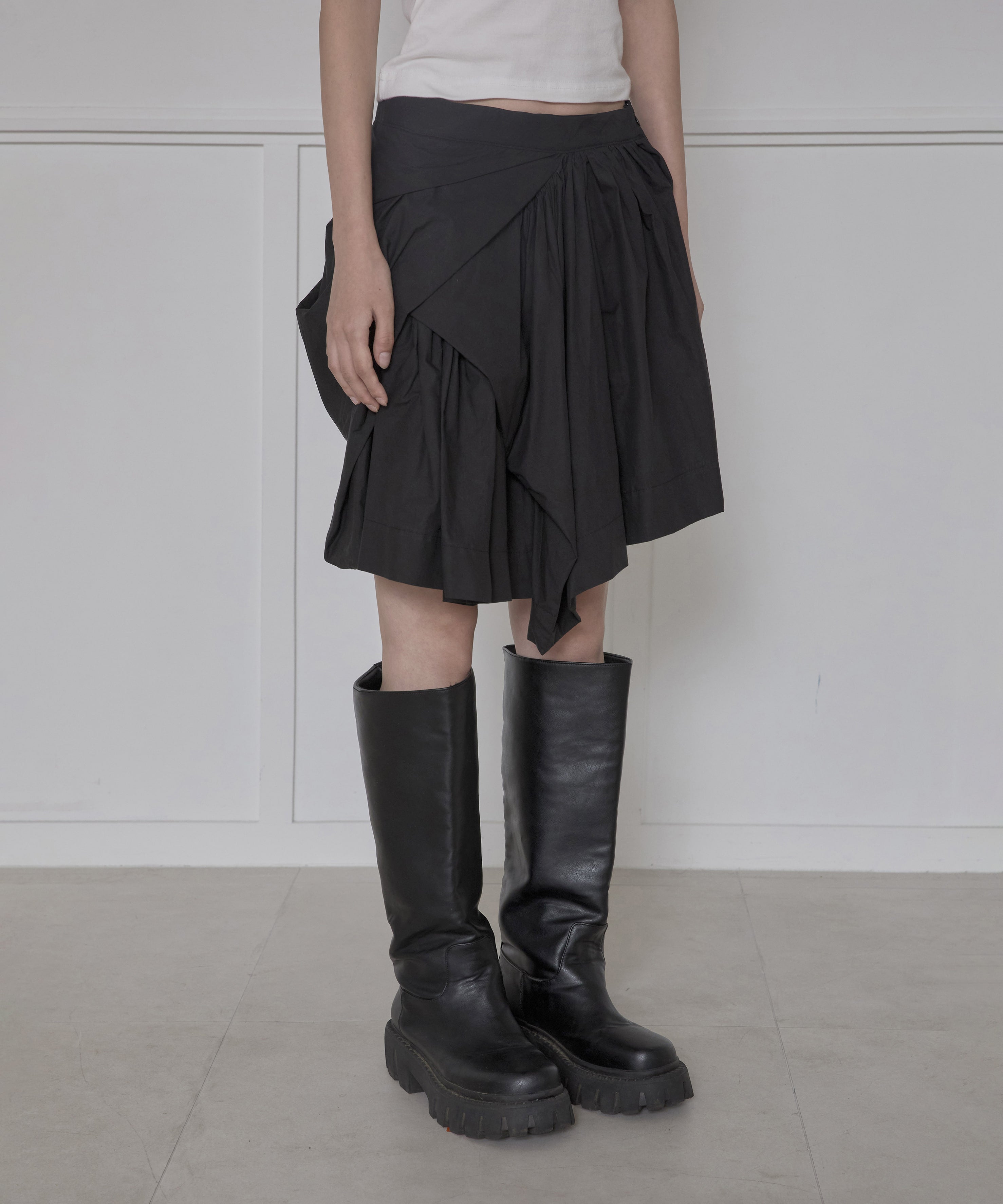 FLAREUP - Asymmetrical Draped Layered Skirt / Black – KORIAH