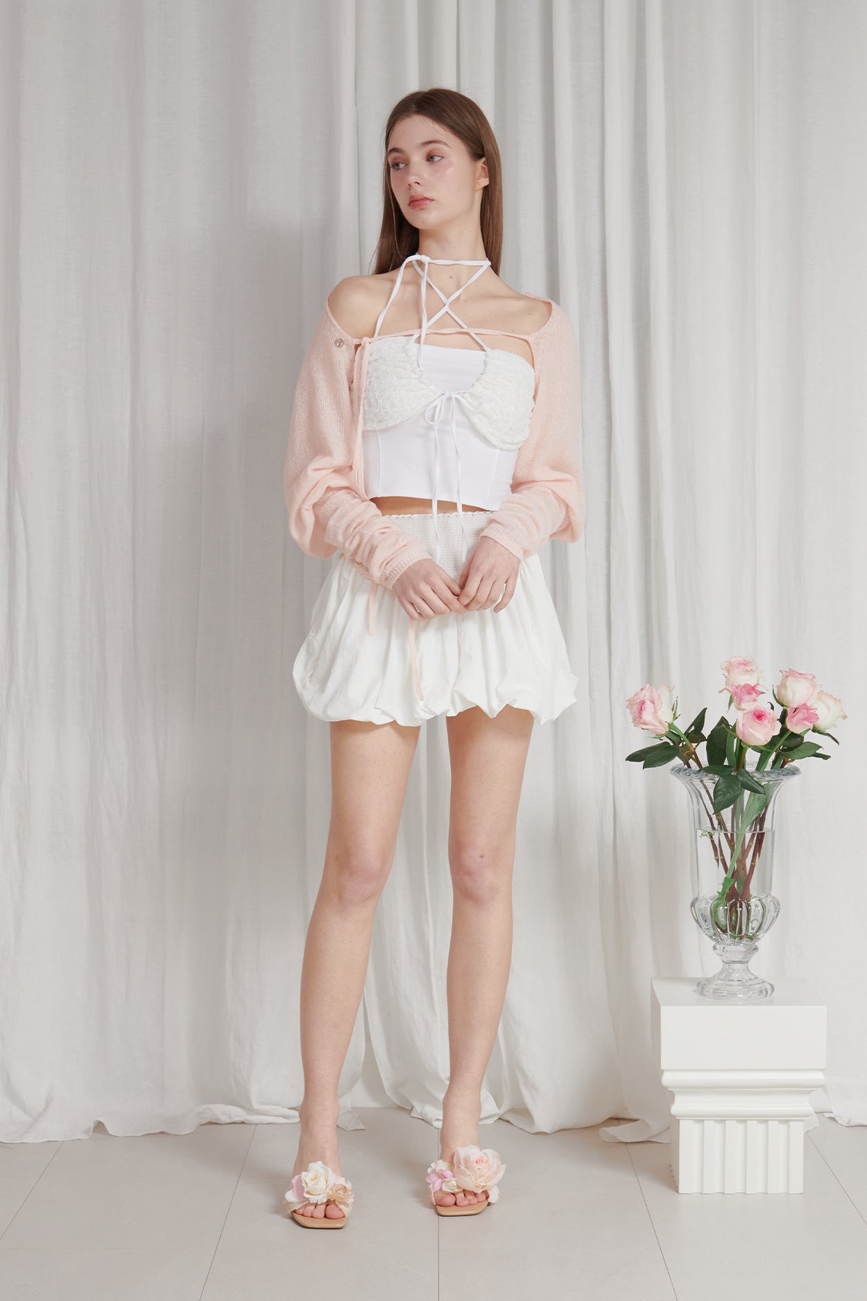 PAIN OR PLEASURE -  TULIP MINI SKIRT white