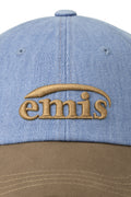 EMIS - WASHED DENIM BALL CAP-LIGHT BLUE DENIM/BROWN