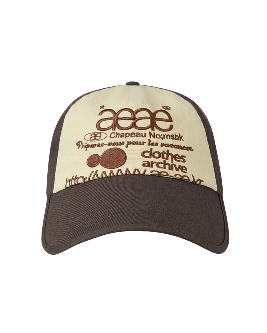 AEAE -  WEB LOGO 5 PANNEL BALL CAP [BROWN/IVORY]