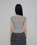 FLAREUP - Asymmetrical Draped Roll-Up T-Shirt / Gray